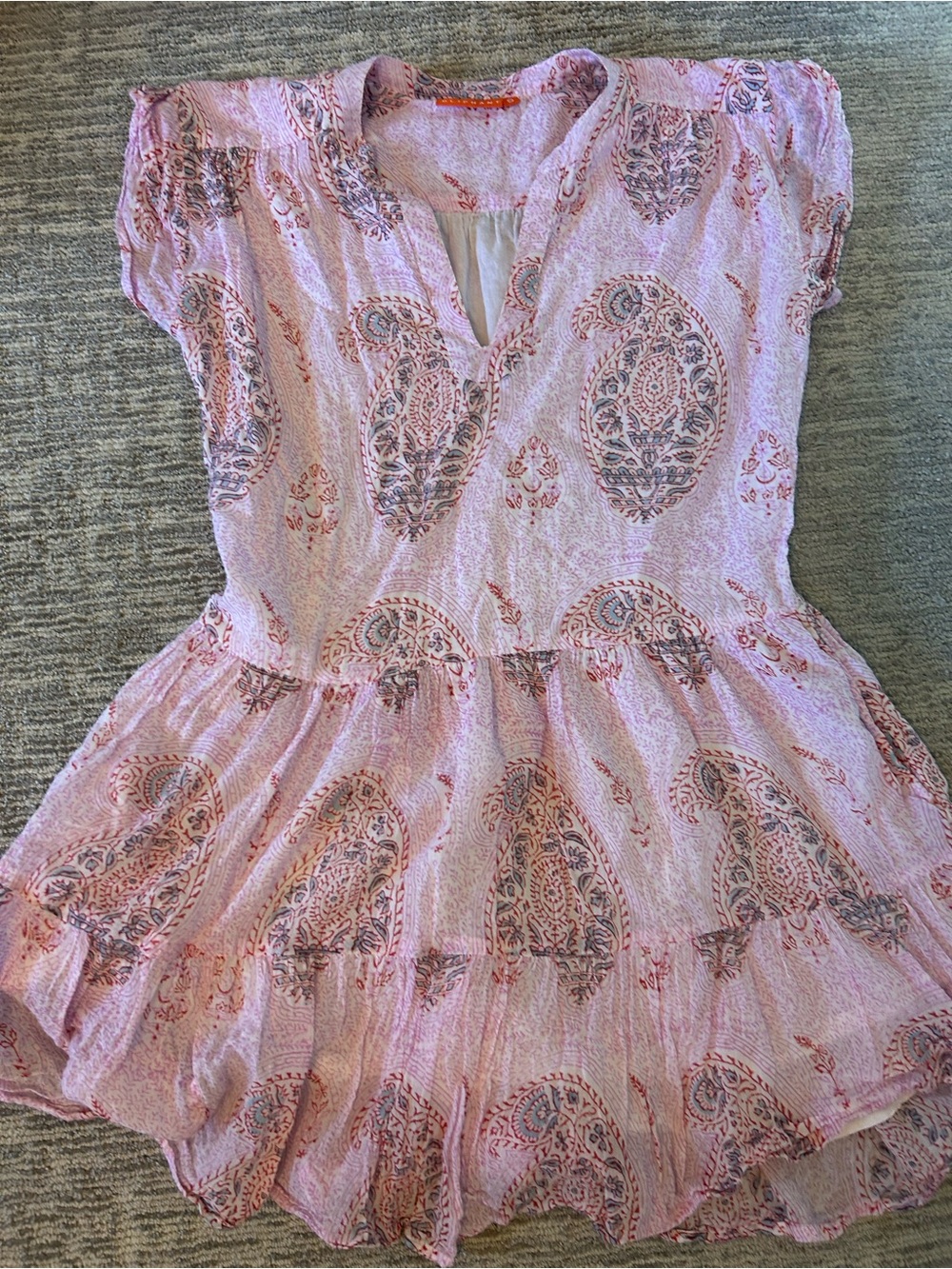 Oliphant Pink Paisley Tiered Casual Dress